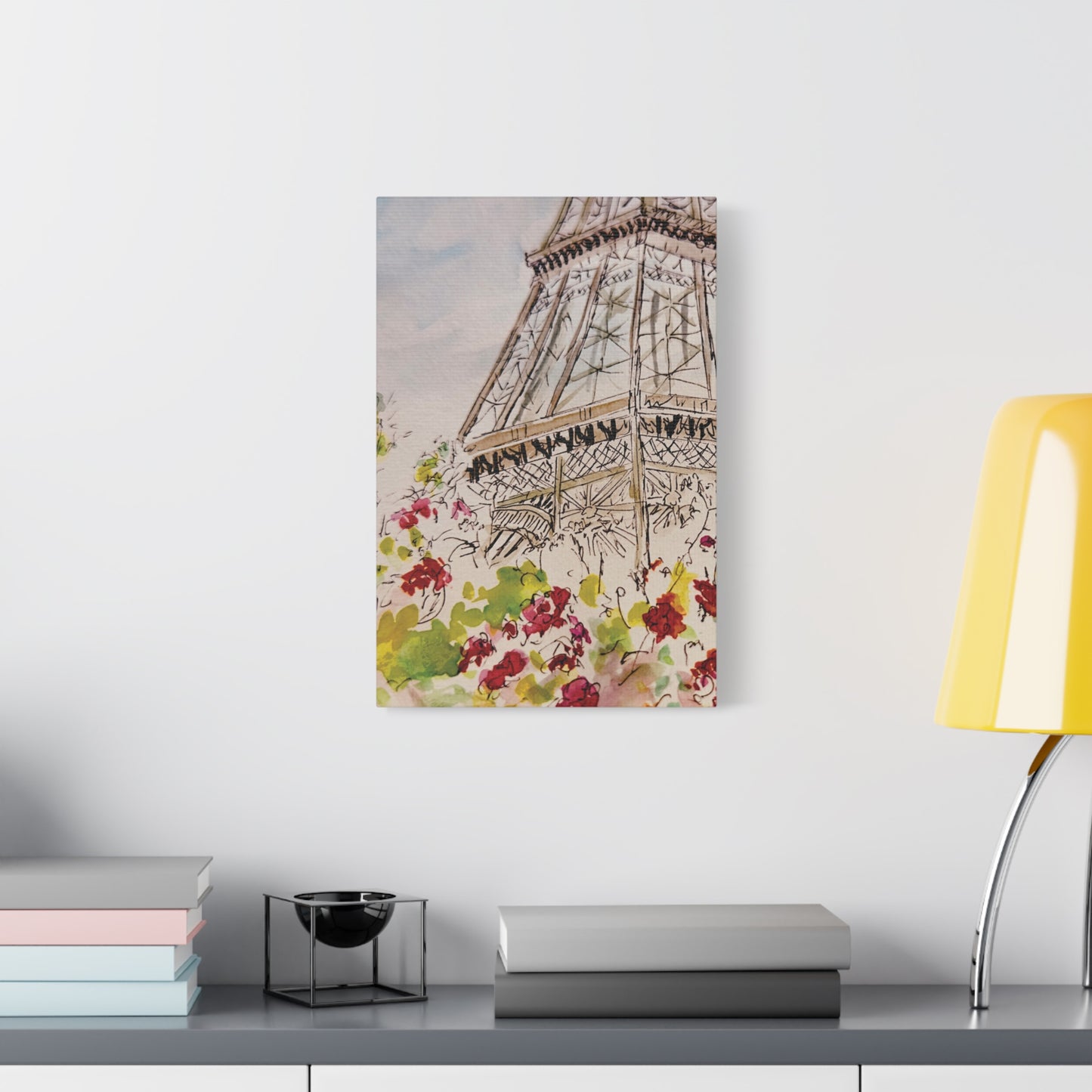 Eiffel Tower Floral Design Matte Canvas, Stretched, 1.25". Available in sizes from 8” x 10”-12” x 18”