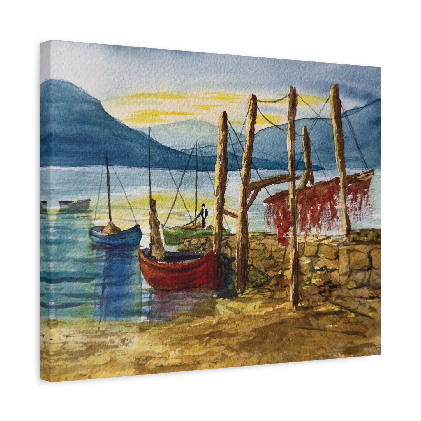Morning Boats on the Loch Matte Canvas, Stretched, 1.25". Available in sizes from 10” x 8”-24” x 18”