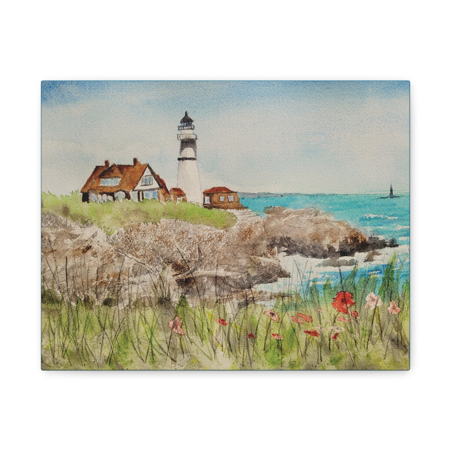 Portland Head Light Matte Canvas, Stretched, 1.25". Available in sizes 10” x 8”-20” x 16”