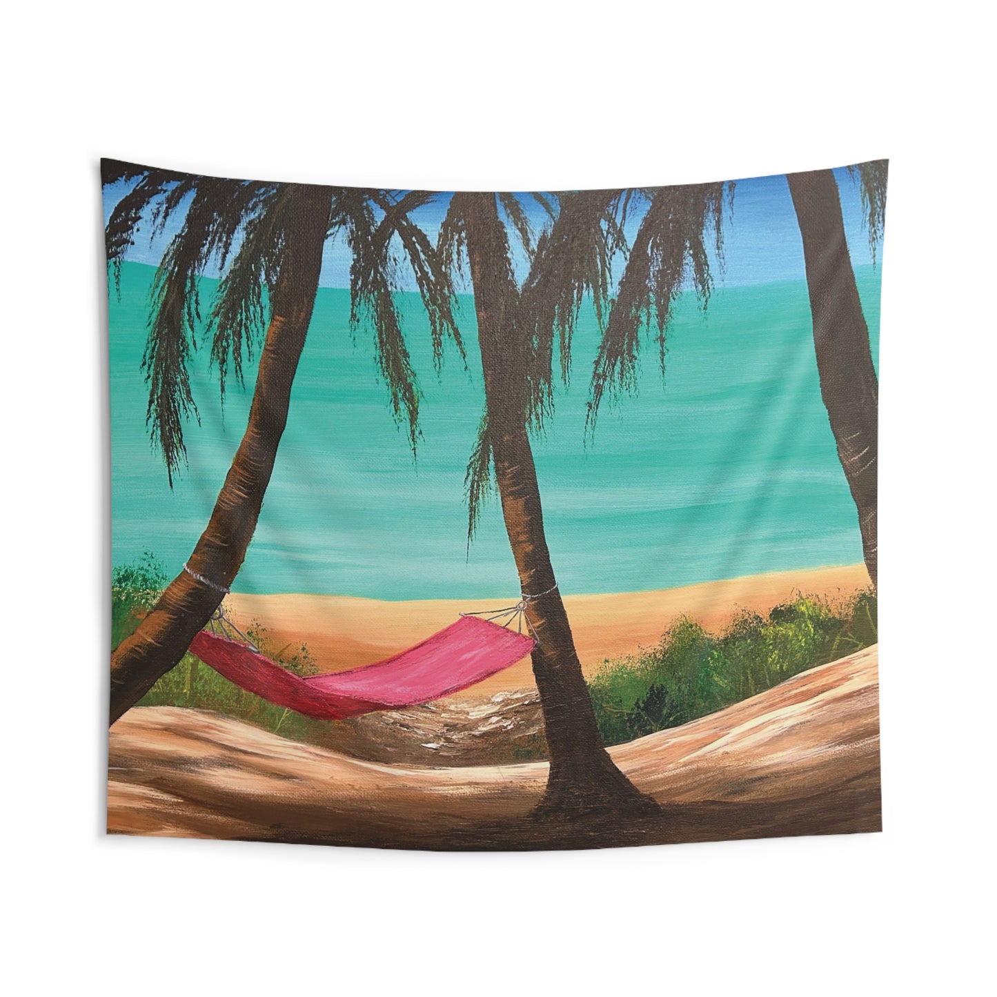 Wall Tapestry (Indoor) Featuring Hawaii Beach Hammock. Available in sizes from 32” x 26”-104” x 88”