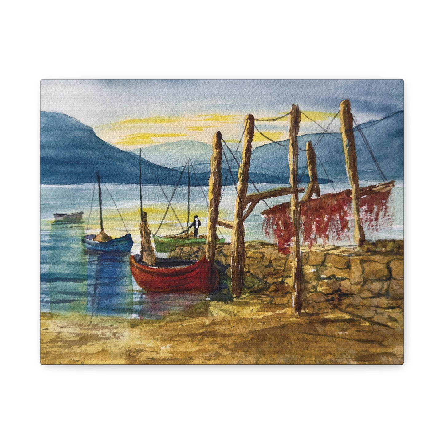 Morning Boats on the Loch Matte Canvas, Stretched, 1.25". Available in sizes from 10” x 8”-24” x 18”