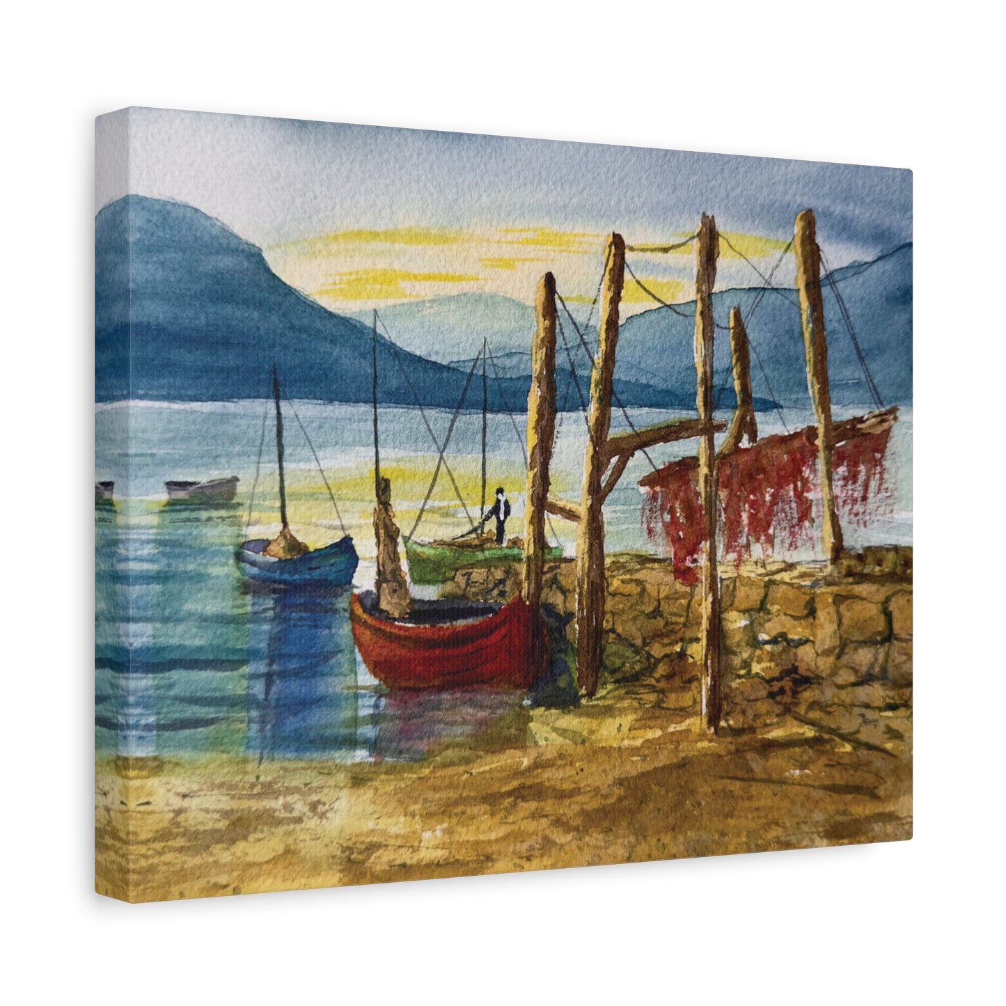 Morning Boats on the Loch Matte Canvas, Stretched, 1.25". Available in sizes from 10” x 8”-24” x 18”