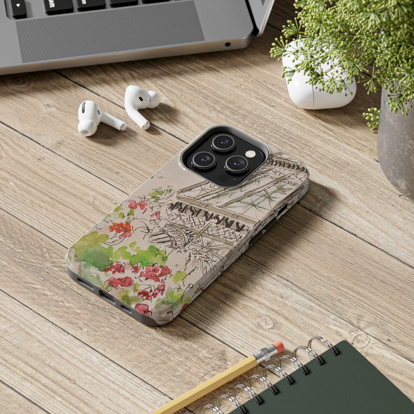 Eiffel Tower and Paris Flowers Phone Case for iPhone 15, 14, 13 and More