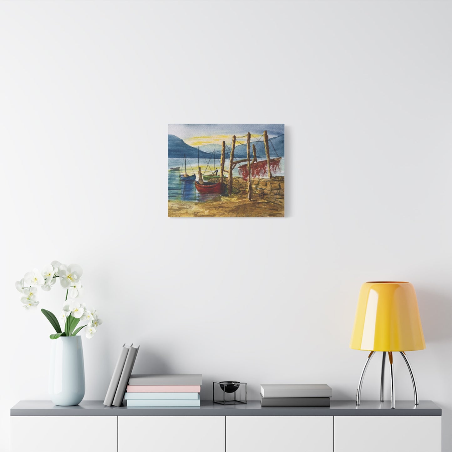 Morning Boats on the Loch Matte Canvas, Stretched, 1.25". Available in sizes from 10” x 8”-24” x 18”