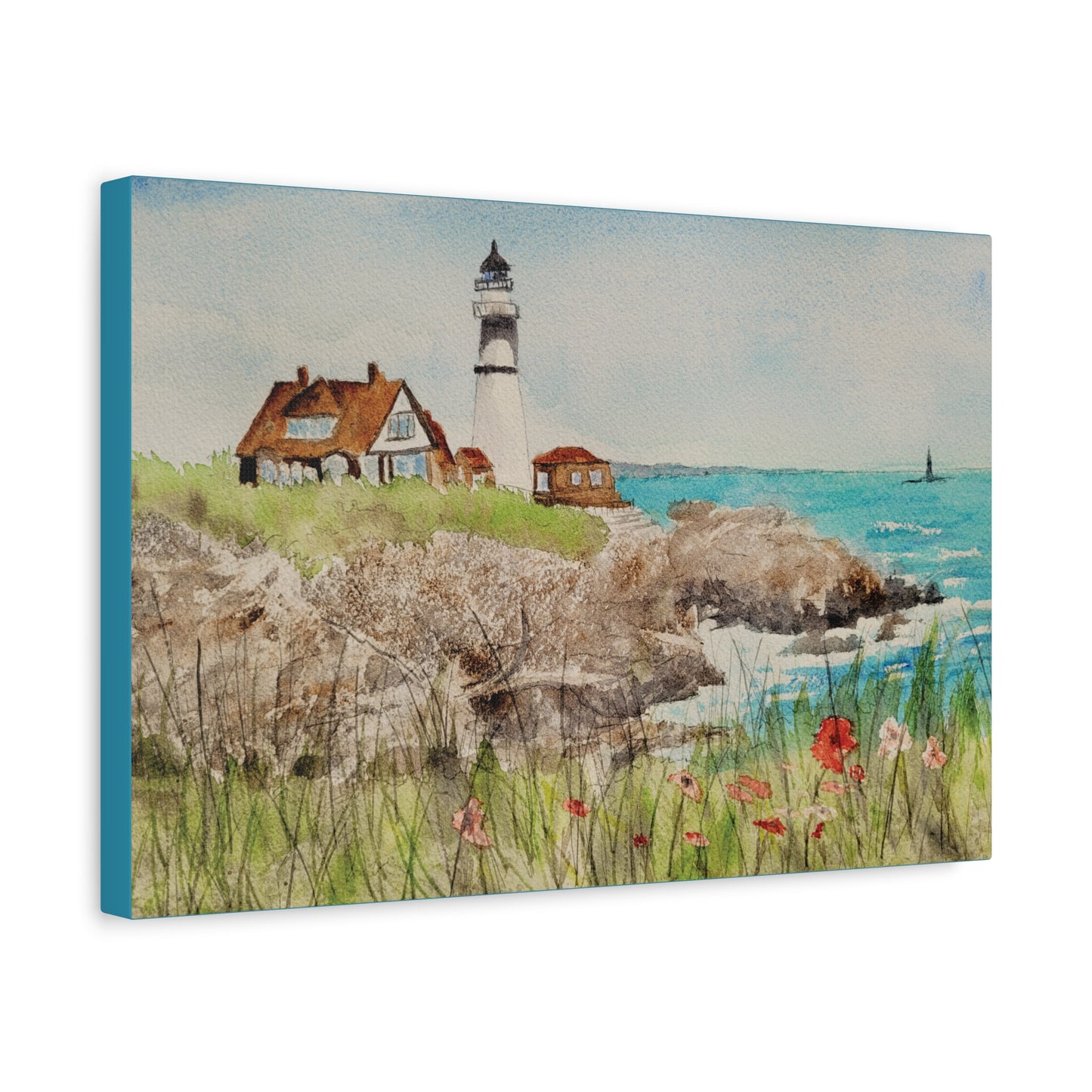 Portland Head Light Matte Canvas, Stretched, 1.25". Available in sizes 10” x 8”-20” x 16”