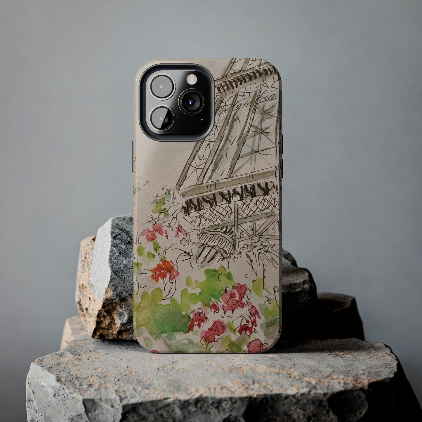 Eiffel Tower and Paris Flowers Phone Case for iPhone 15, 14, 13 and More