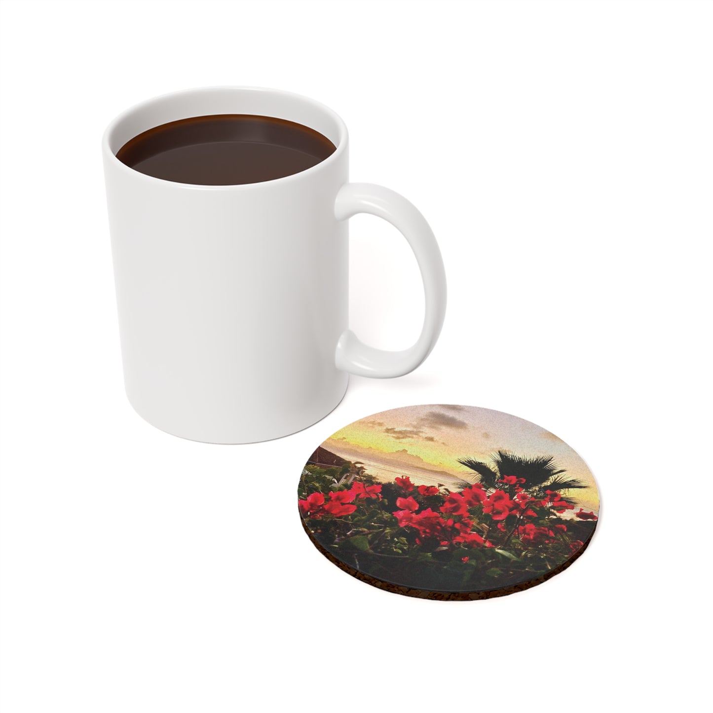 Island Sunset Cork Back Coaster