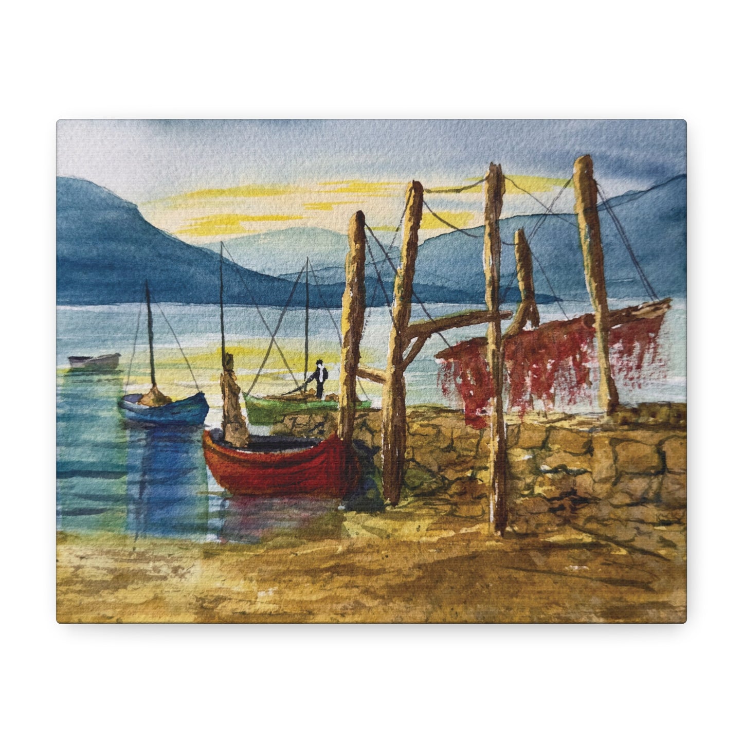 Morning Boats on the Loch Matte Canvas, Stretched, 1.25". Available in sizes from 10” x 8”-24” x 18”