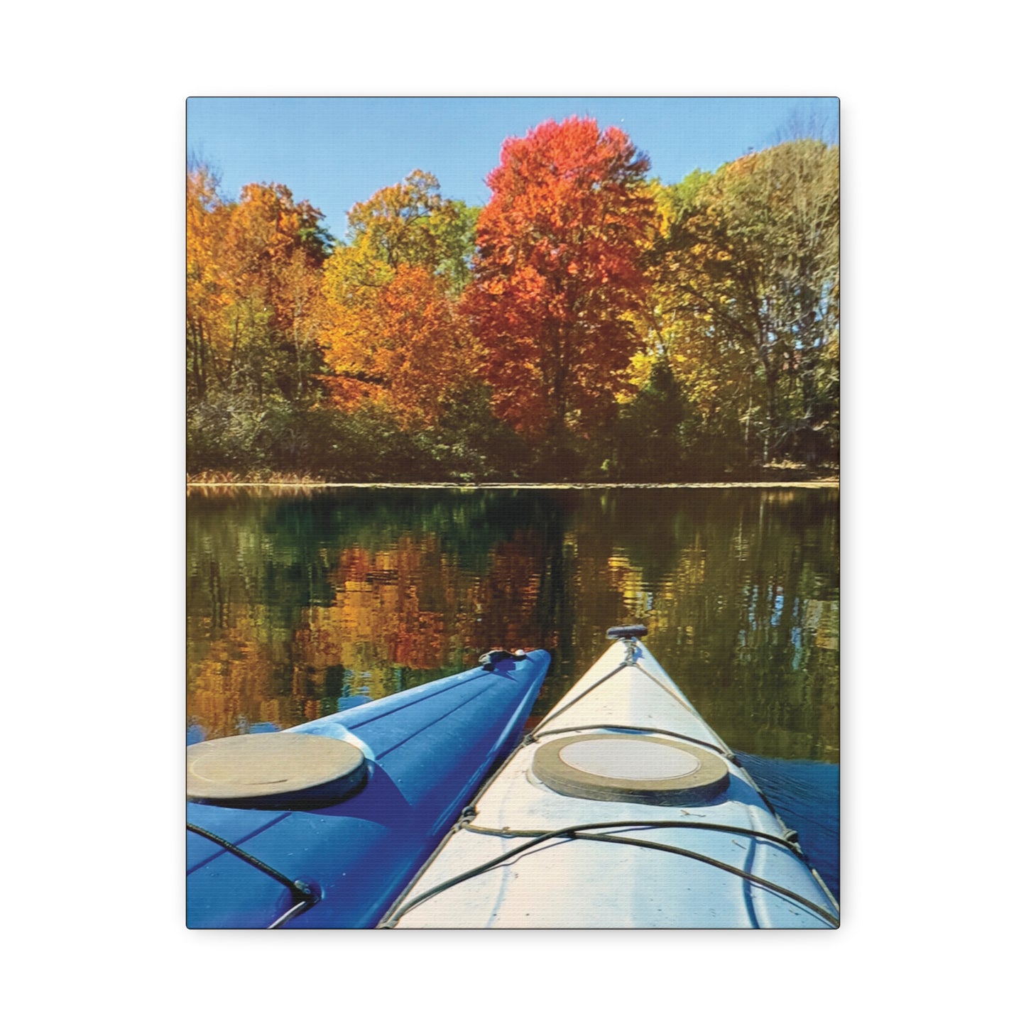 Happy Together Fall Kayaking Matte Canvas, Stretched, 1.25". Available in sizes from 8” x 10”-12” x 18”