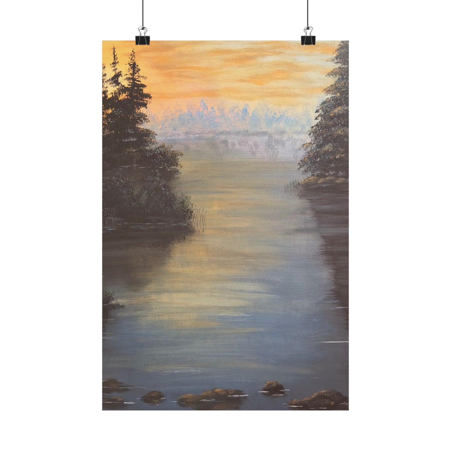 Peaceful Northwoods Lake Matte Vertical Poster. Available in sizes from 8” x 10”-20” x 24”