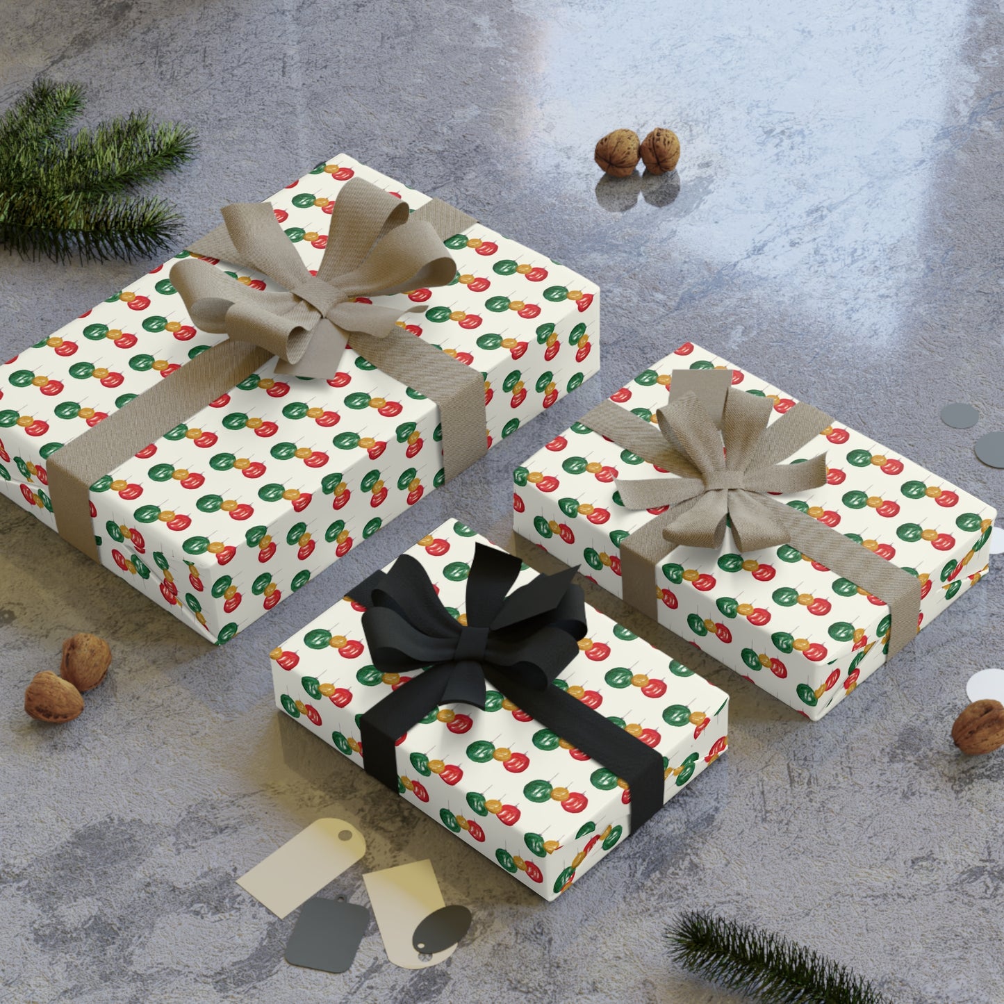 Baubles Gift Wrapping Paper Rolls, 1pc. Available in sizes from 28” x 39”-28” x 79”