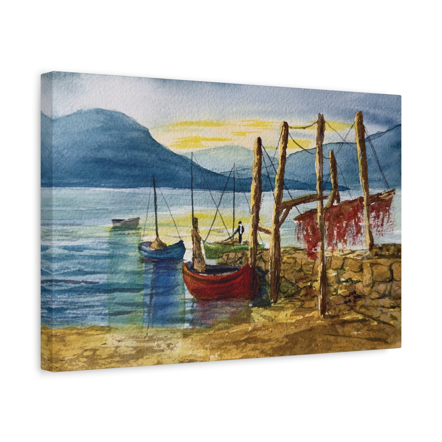 Morning Boats on the Loch Matte Canvas, Stretched, 1.25". Available in sizes from 10” x 8”-24” x 18”