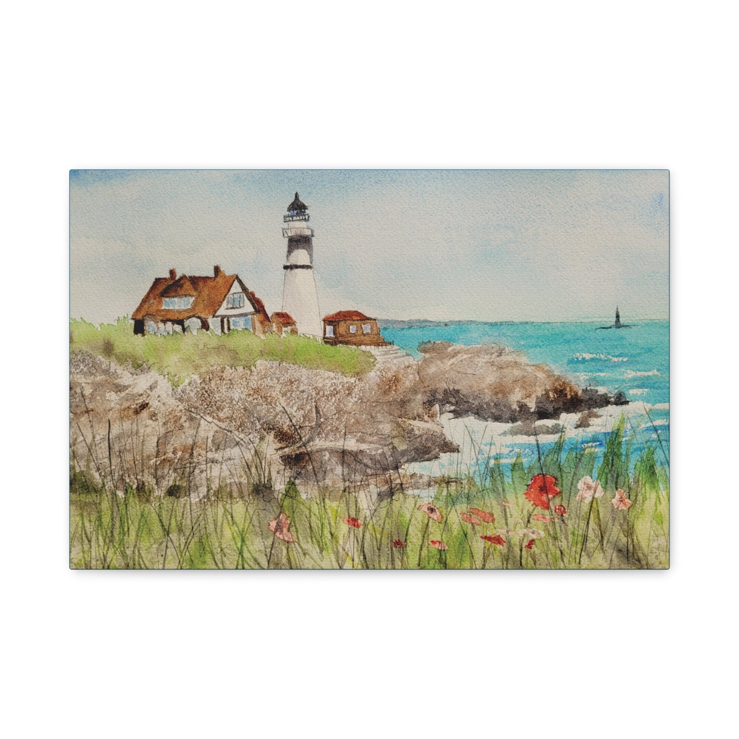 Portland Head Light Matte Canvas, Stretched, 1.25". Available in sizes 10” x 8”-20” x 16”