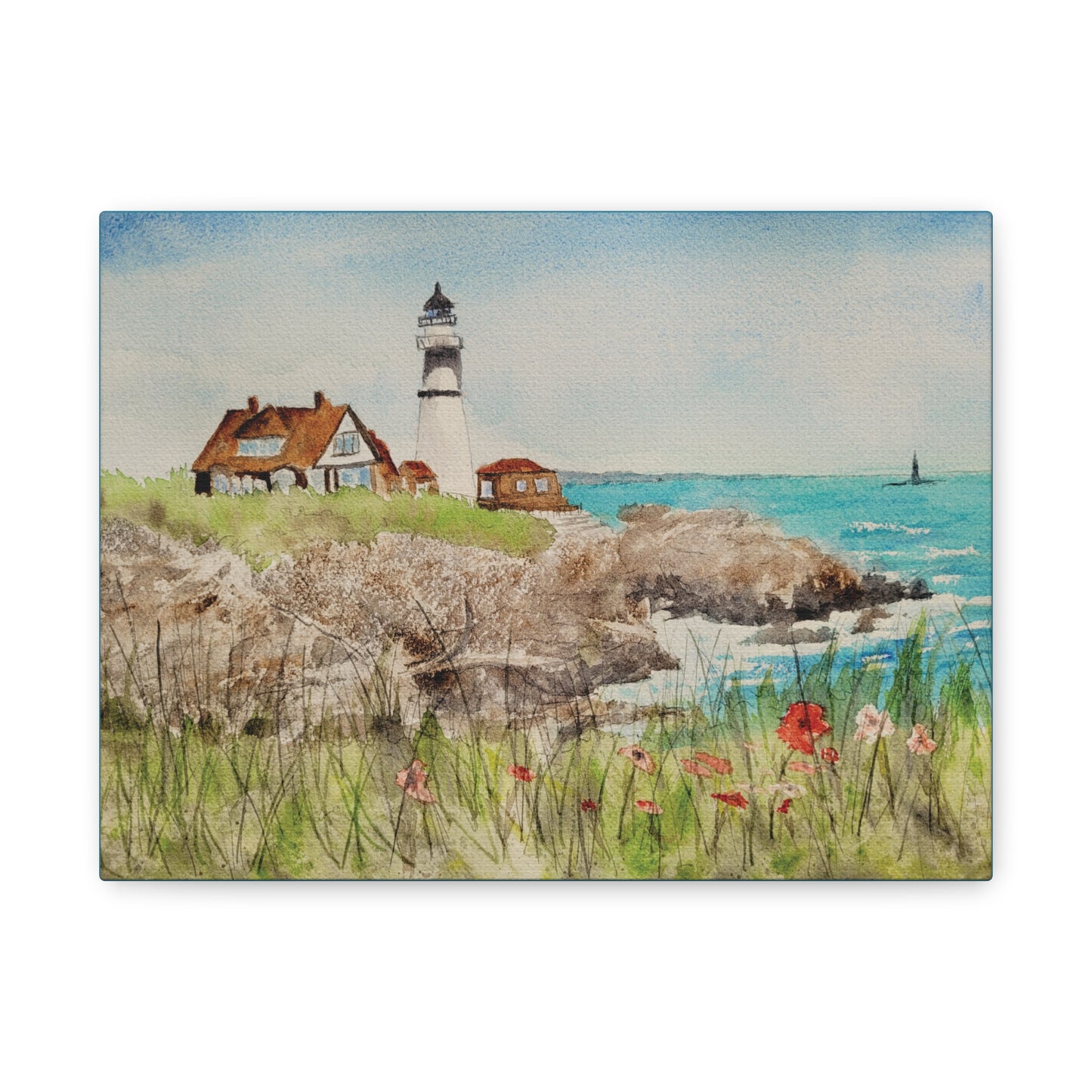 Portland Head Light Matte Canvas, Stretched, 1.25". Available in sizes 10” x 8”-20” x 16”