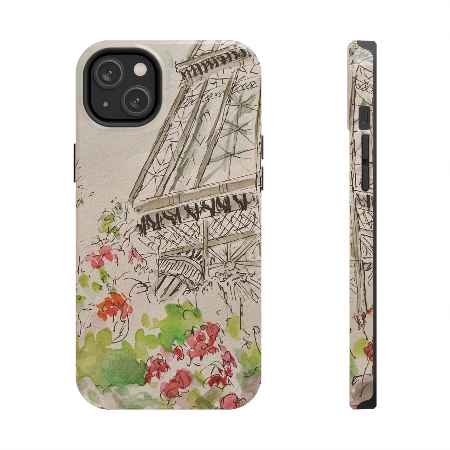 Eiffel Tower and Paris Flowers Phone Case for iPhone 15, 14, 13 and More