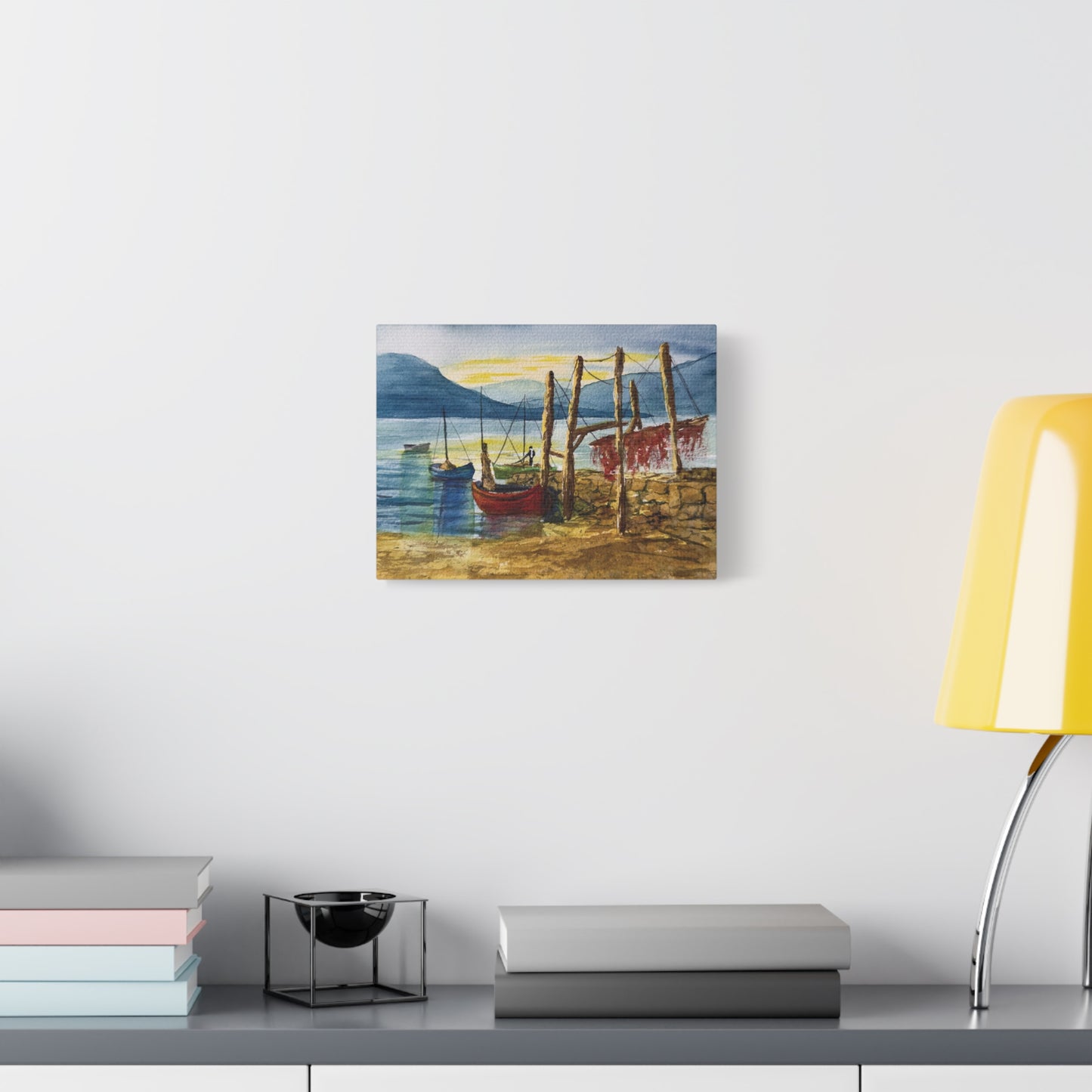 Morning Boats on the Loch Matte Canvas, Stretched, 1.25". Available in sizes from 10” x 8”-24” x 18”