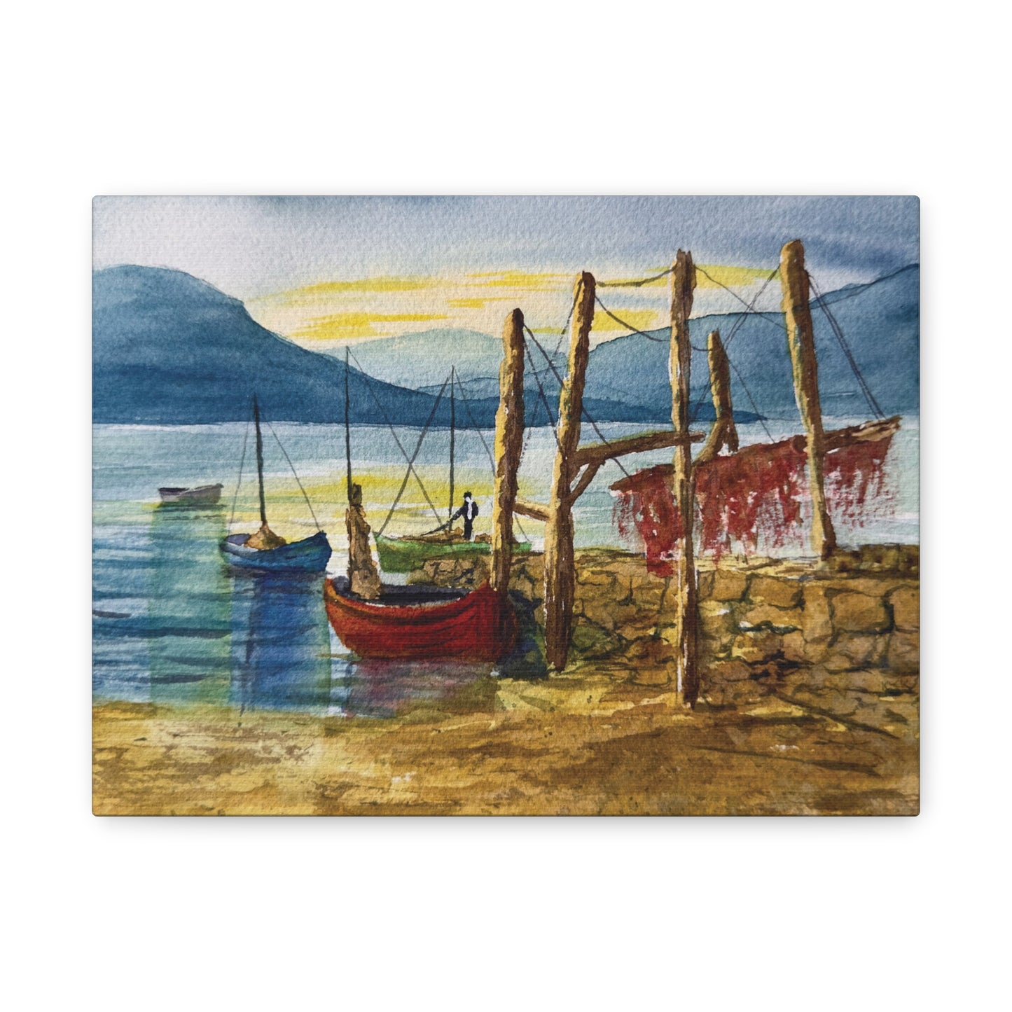 Morning Boats on the Loch Matte Canvas, Stretched, 1.25". Available in sizes from 10” x 8”-24” x 18”