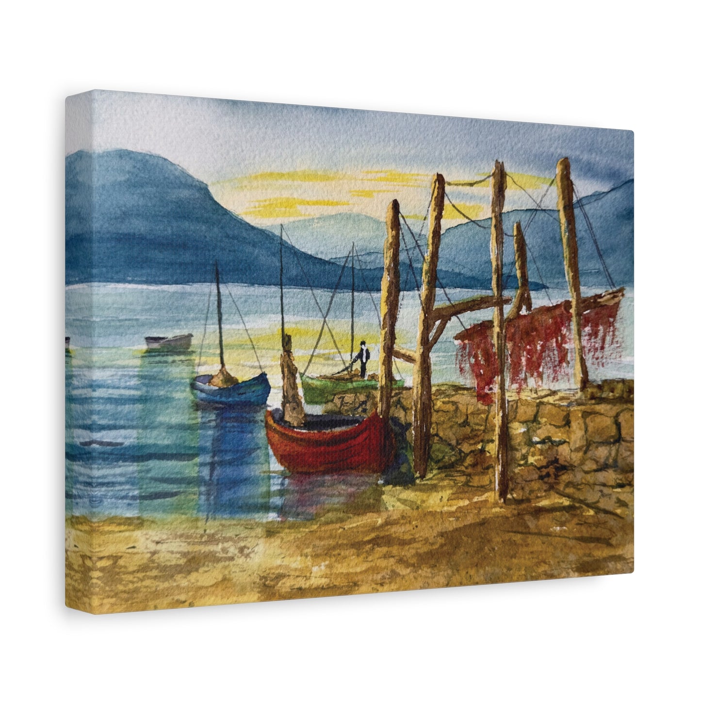 Morning Boats on the Loch Matte Canvas, Stretched, 1.25". Available in sizes from 10” x 8”-24” x 18”