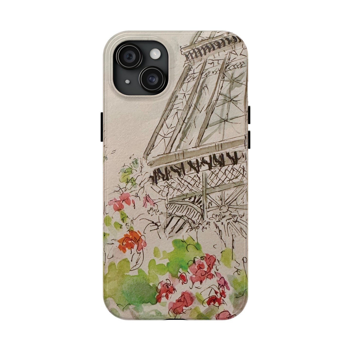 Eiffel Tower and Paris Flowers Phone Case for iPhone 15, 14, 13 and More
