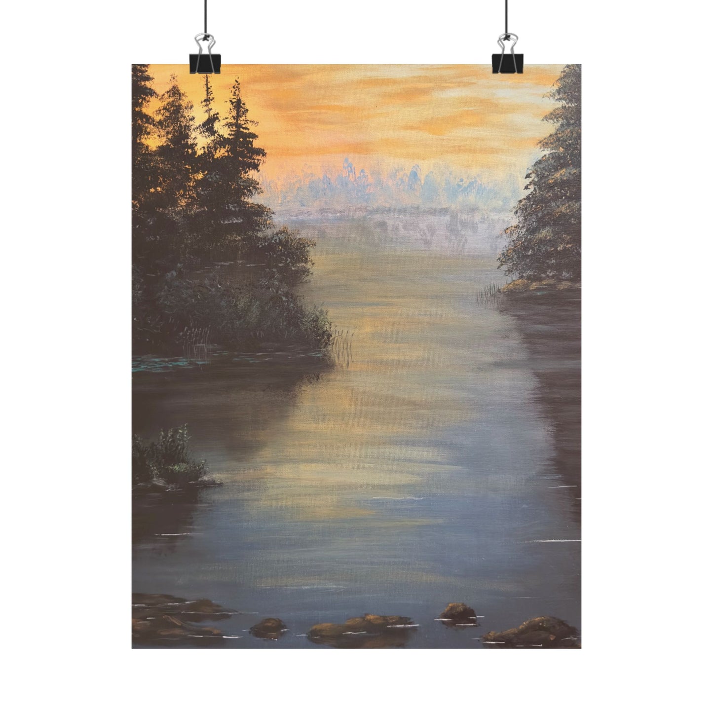 Peaceful Northwoods Lake Matte Vertical Poster. Available in sizes from 8” x 10”-20” x 24”