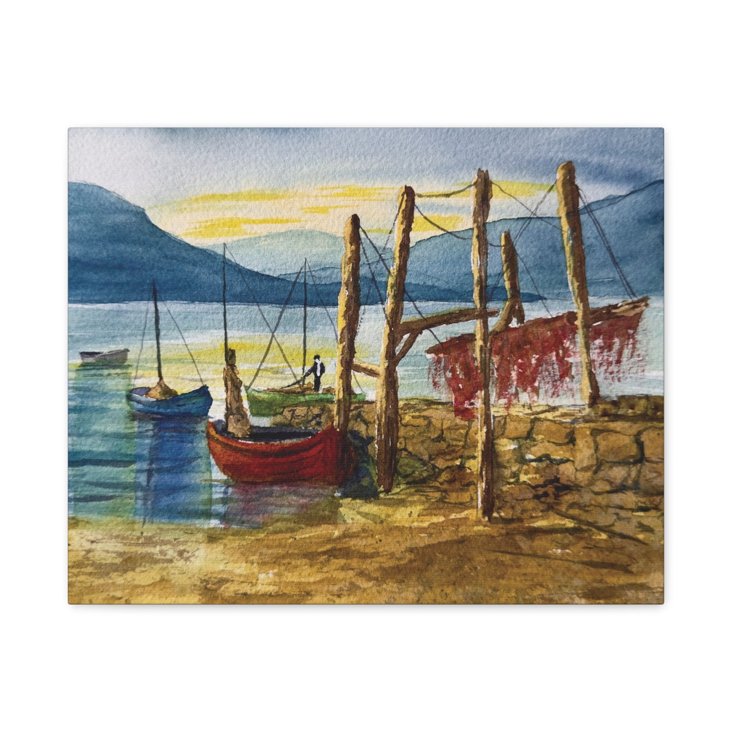 Morning Boats on the Loch Matte Canvas, Stretched, 1.25". Available in sizes from 10” x 8”-24” x 18”