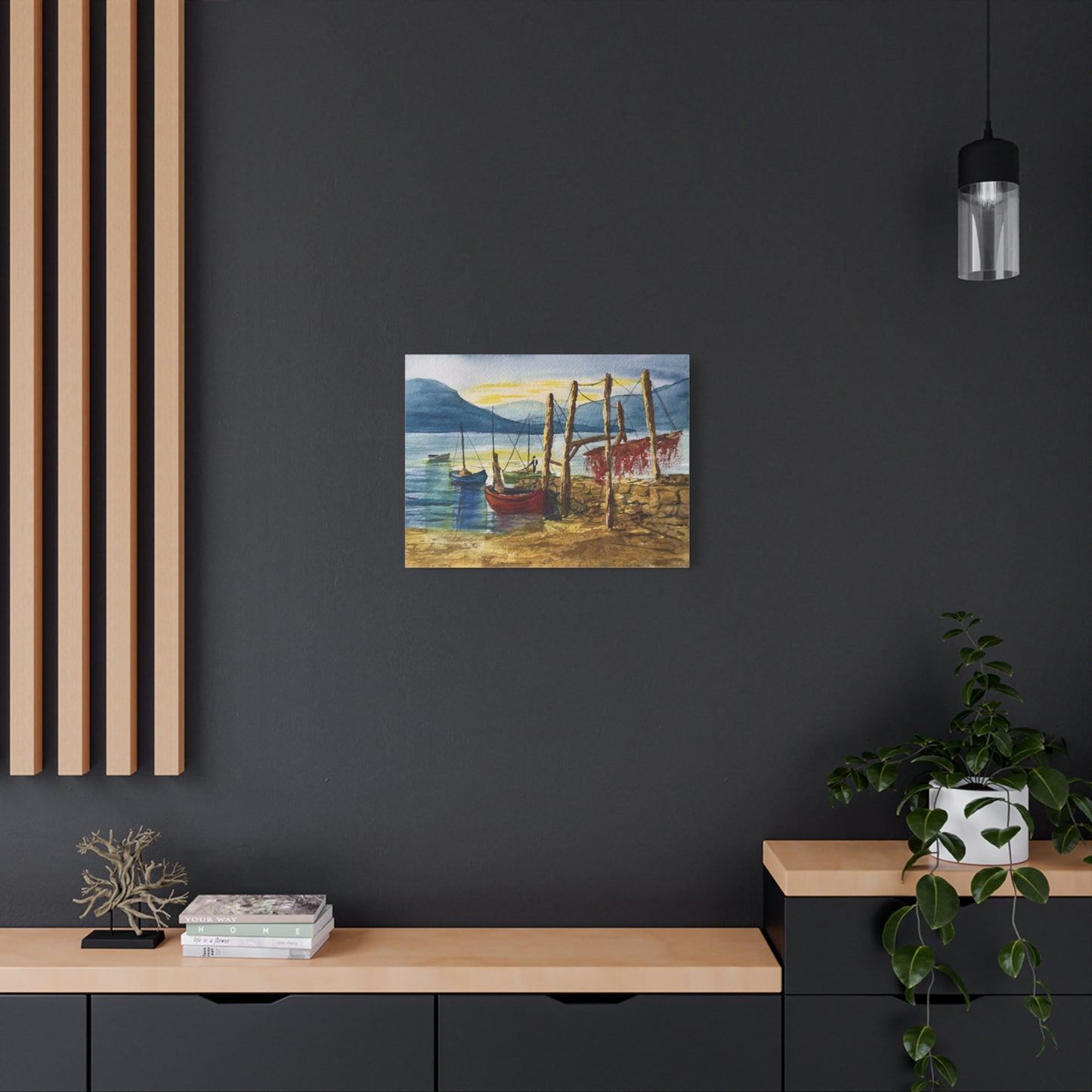 Morning Boats on the Loch Matte Canvas, Stretched, 1.25". Available in sizes from 10” x 8”-24” x 18”