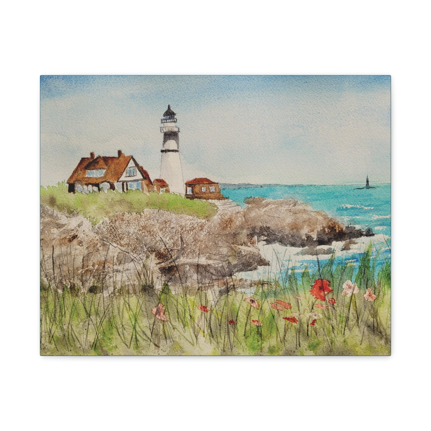 Portland Head Light Matte Canvas, Stretched, 1.25". Available in sizes 10” x 8”-20” x 16”