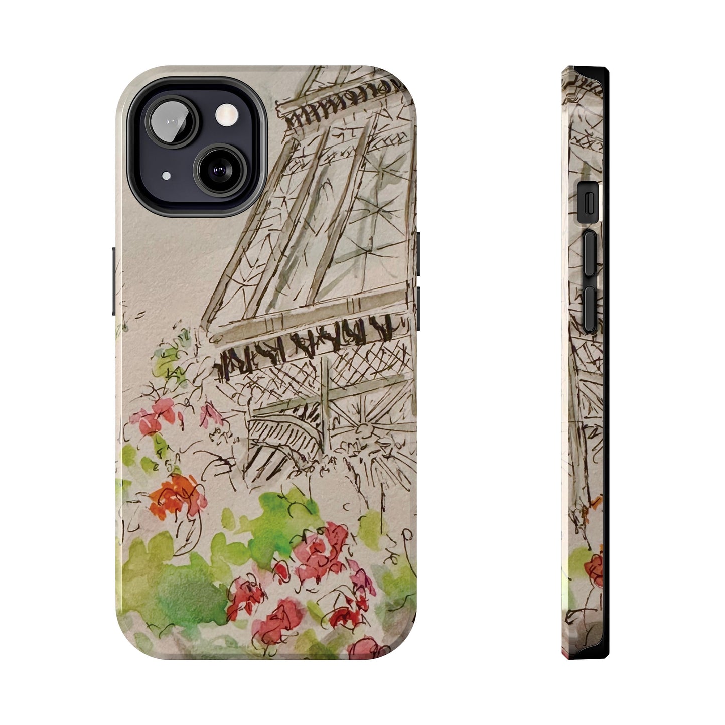 Eiffel Tower and Paris Flowers Phone Case for iPhone 15, 14, 13 and More
