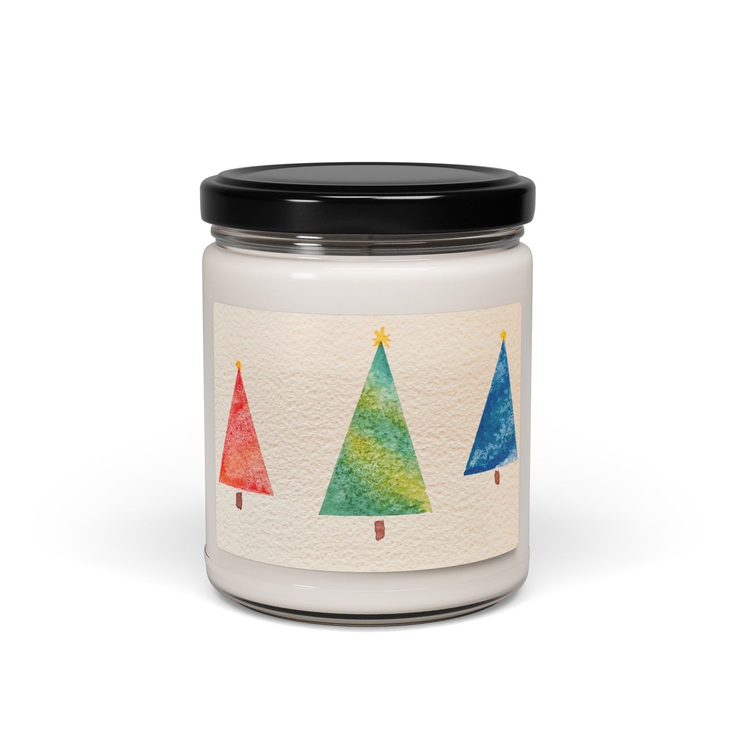 Eco-Friendly Soy Candle (9 oz.), Featuring Happy Holiday Trees. Multiple Scents Available