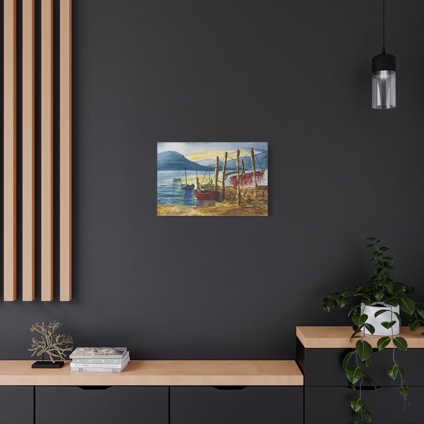 Morning Boats on the Loch Matte Canvas, Stretched, 1.25". Available in sizes from 10” x 8”-24” x 18”
