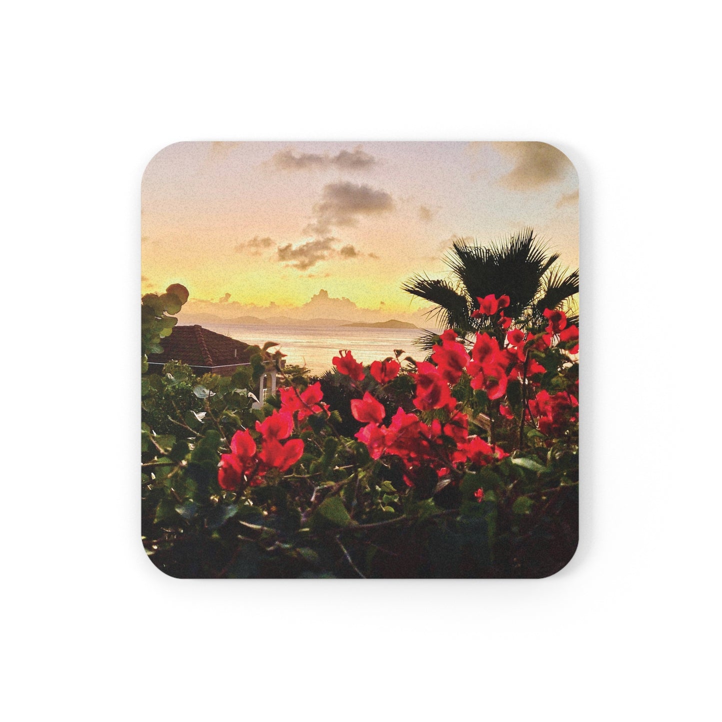 Island Sunset Cork Back Coaster