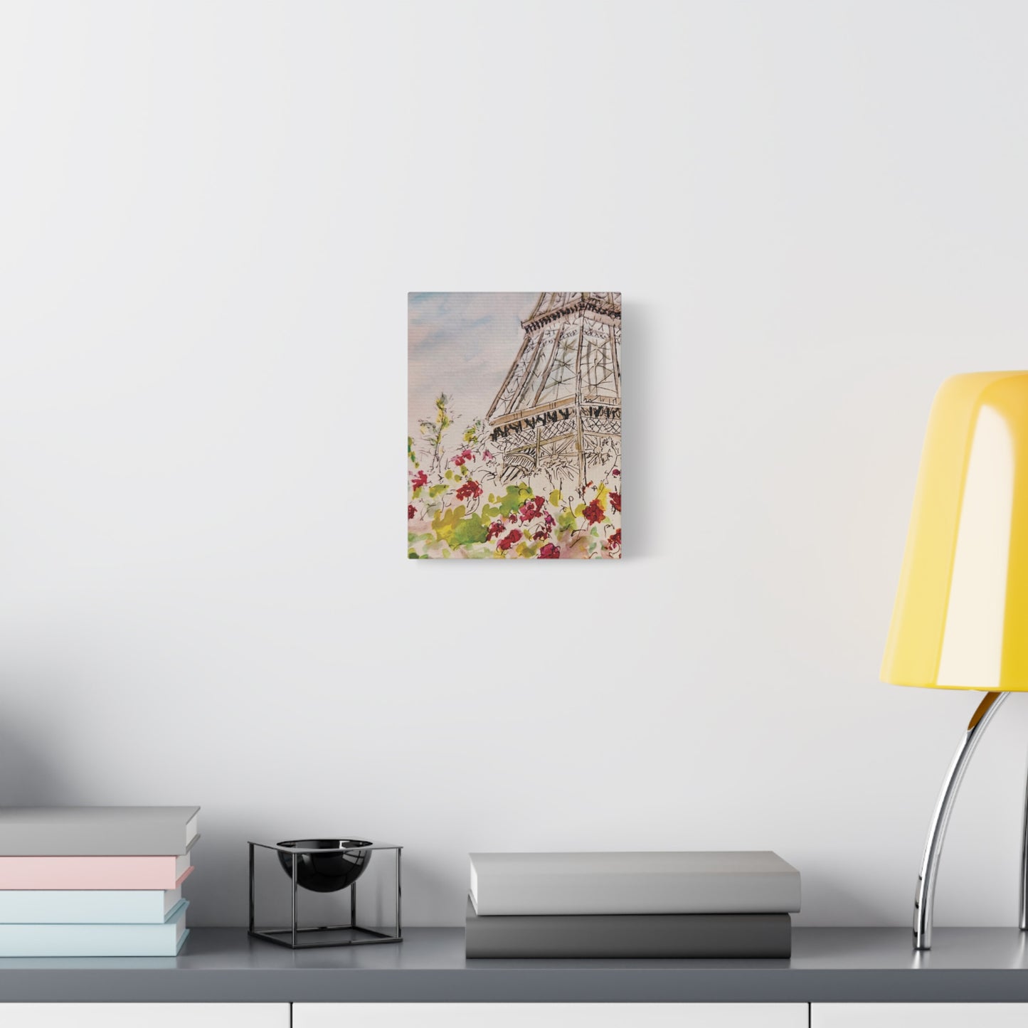 Eiffel Tower Floral Design Matte Canvas, Stretched, 1.25". Available in sizes from 8” x 10”-12” x 18”