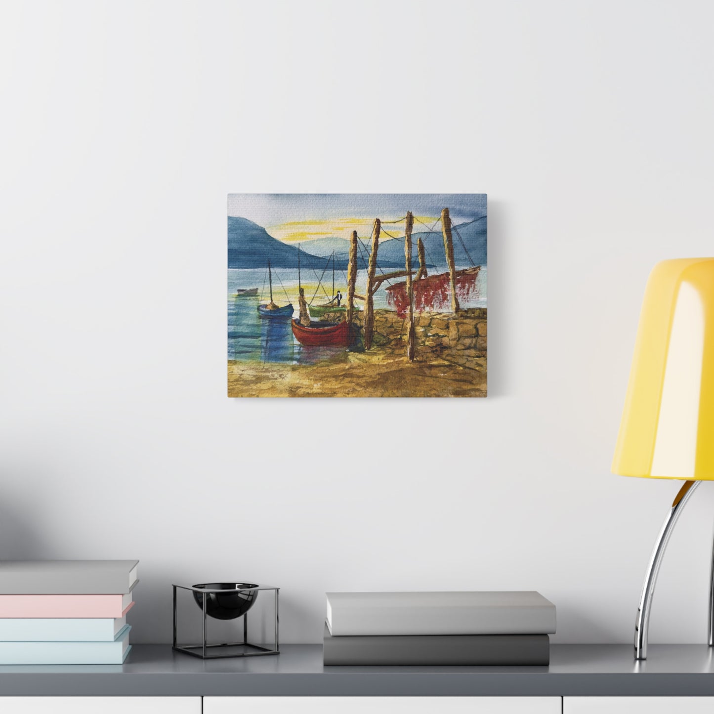 Morning Boats on the Loch Matte Canvas, Stretched, 1.25". Available in sizes from 10” x 8”-24” x 18”