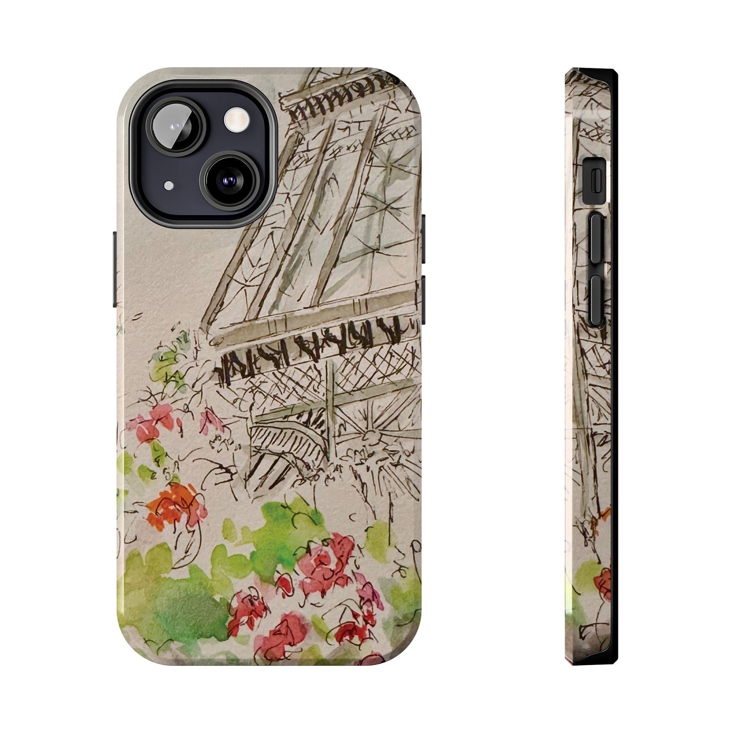 Eiffel Tower and Paris Flowers Phone Case for iPhone 15, 14, 13 and More