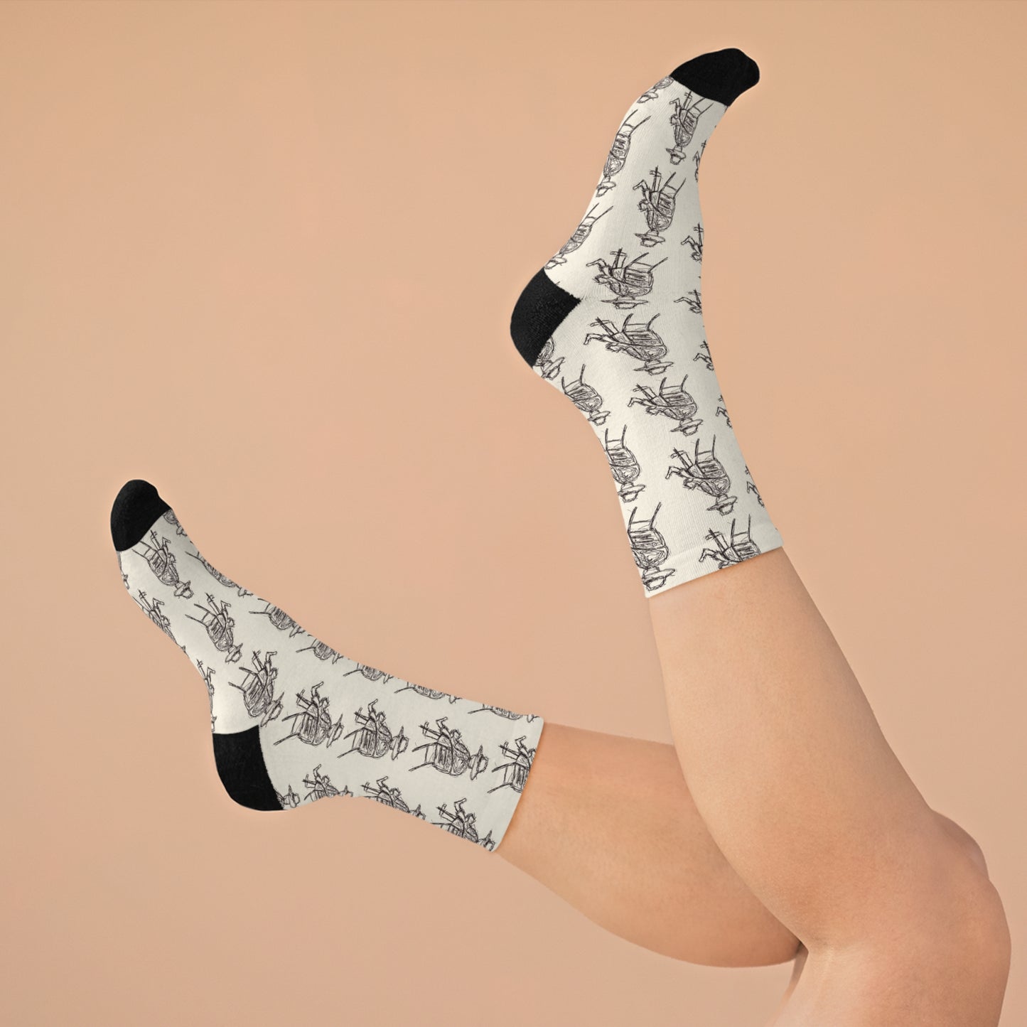 Recycled Poly Socks Featuring Art Dude (Cream)