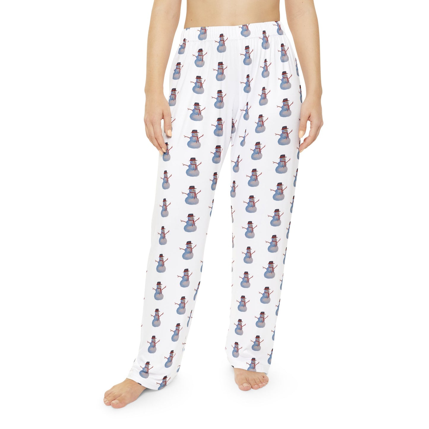 Cozy Women’s Whimsical Snowman Pajama Pants. Available in sizes from XS-4XL