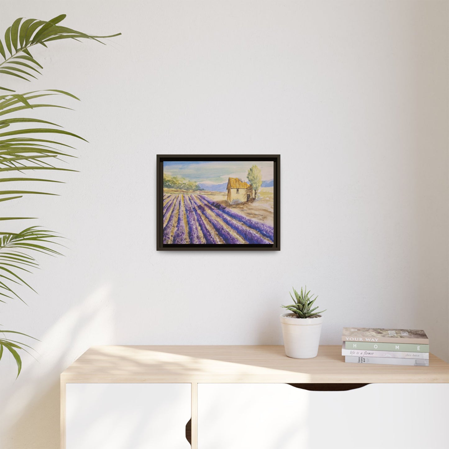Lavender at Daybreak Matte Canvas, Framed (Black or Espresso). Available in sizes 10”x8”-20”x10”