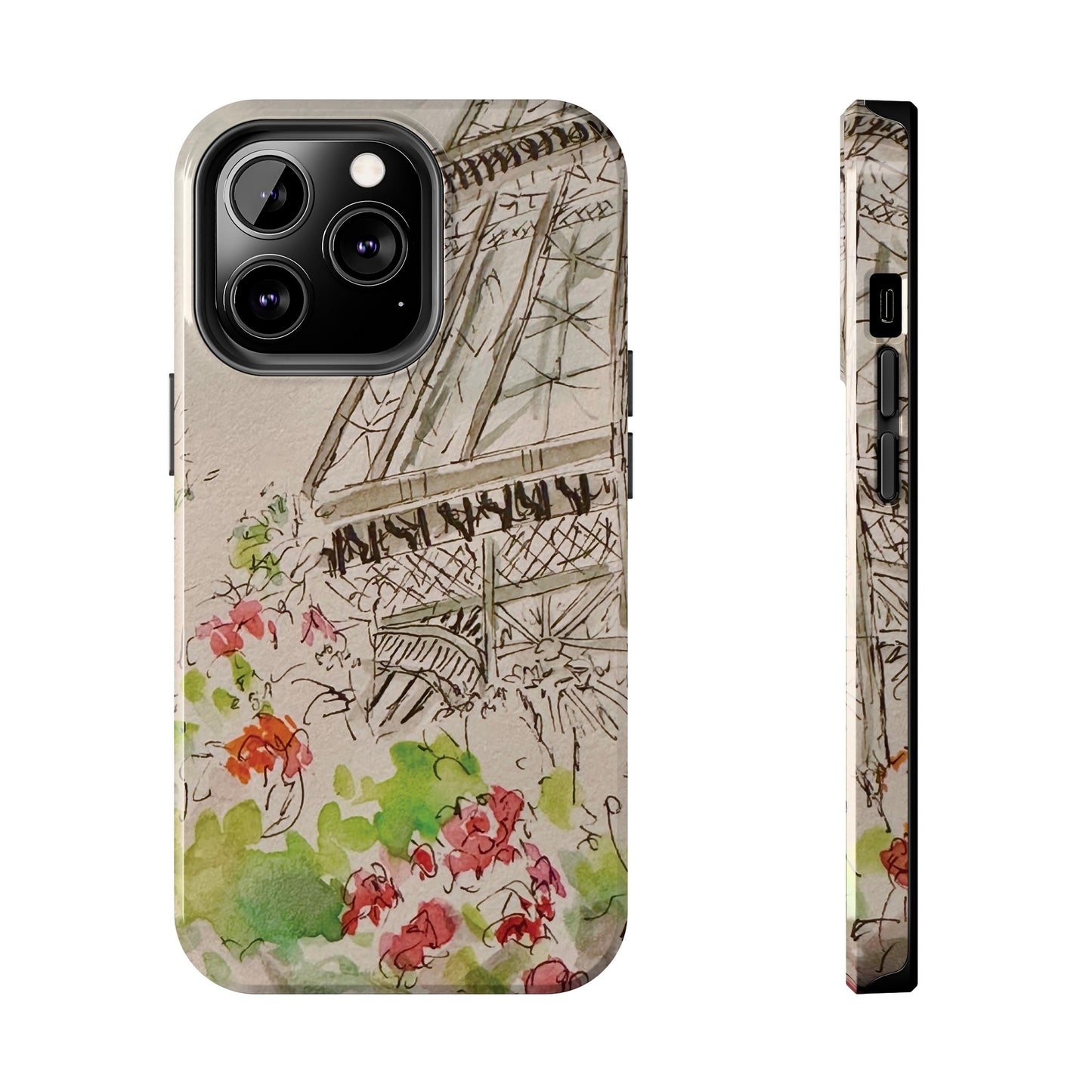 Eiffel Tower and Paris Flowers Phone Case for iPhone 15, 14, 13 and More