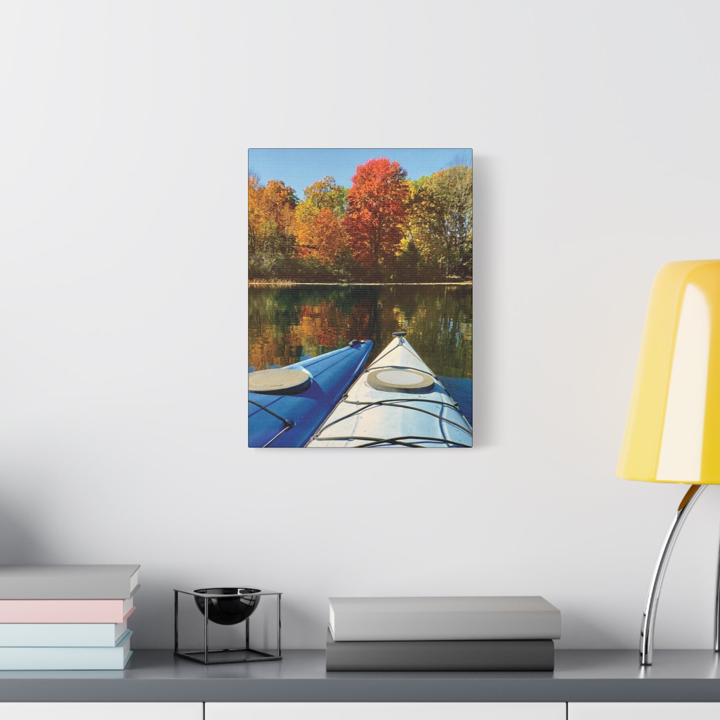 Happy Together Fall Kayaking Matte Canvas, Stretched, 1.25". Available in sizes from 8” x 10”-12” x 18”