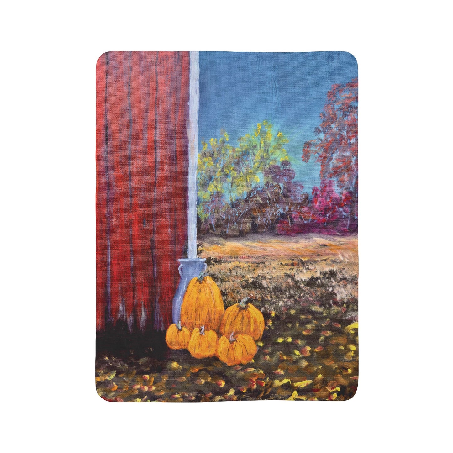 Fall Gathering Fleece Sherpa Blanket. Available in sizes from 50” x 60”-60” x 80”