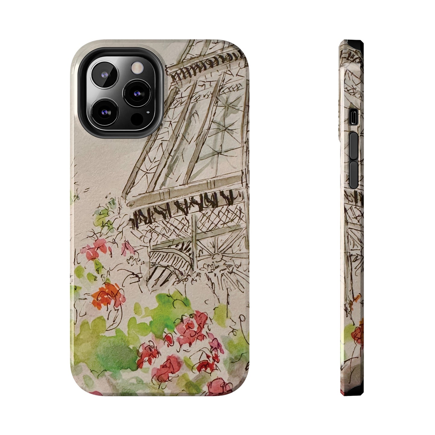 Eiffel Tower and Paris Flowers Phone Case for iPhone 15, 14, 13 and More
