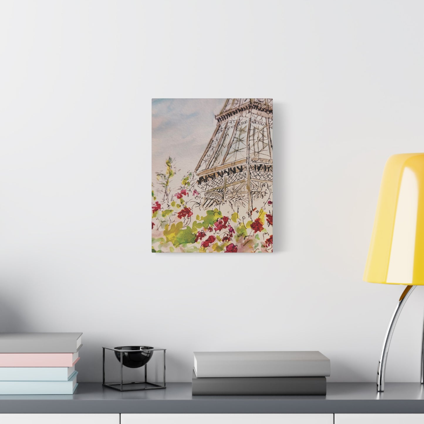 Eiffel Tower Floral Design Matte Canvas, Stretched, 1.25". Available in sizes from 8” x 10”-12” x 18”