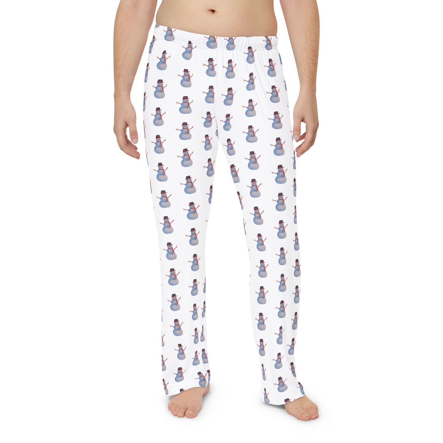 Comfy Men's Whimsical Snowman Pajama Pants. Available in sizes from XS-4XL