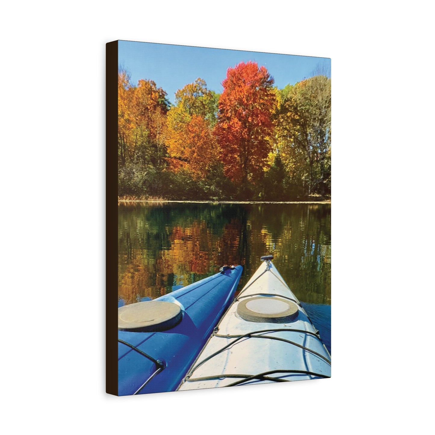 Happy Together Fall Kayaking Matte Canvas, Stretched, 1.25". Available in sizes from 8” x 10”-12” x 18”