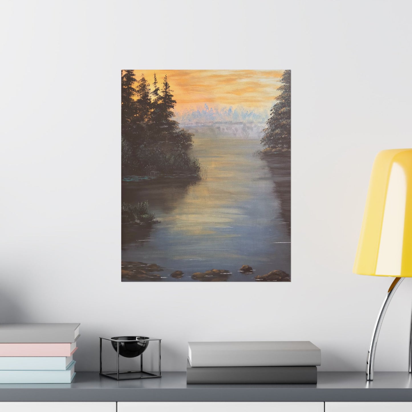 Peaceful Northwoods Lake Matte Vertical Poster. Available in sizes from 8” x 10”-20” x 24”