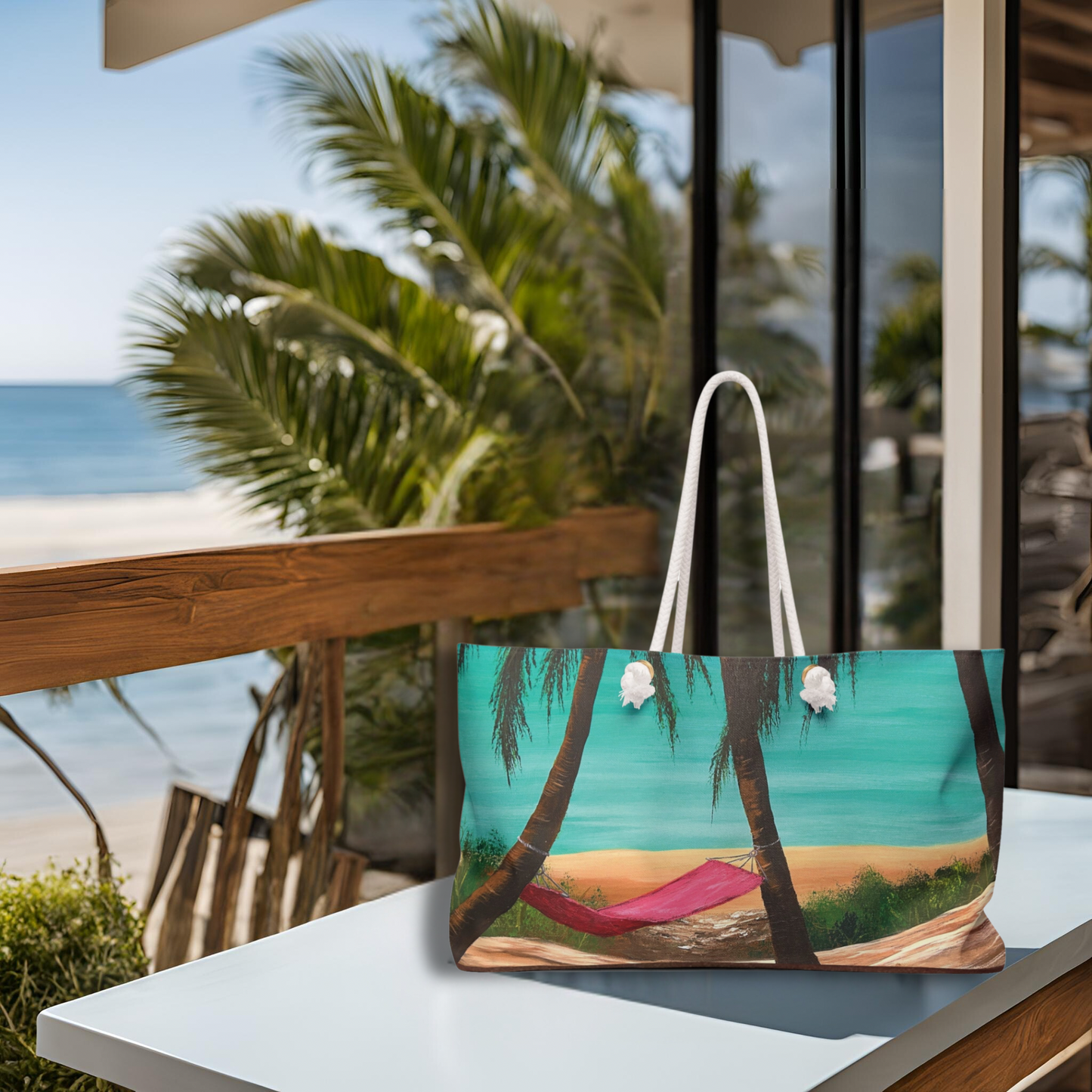 Simple Weekender Bag Featuring Hawaii Beach Hammock