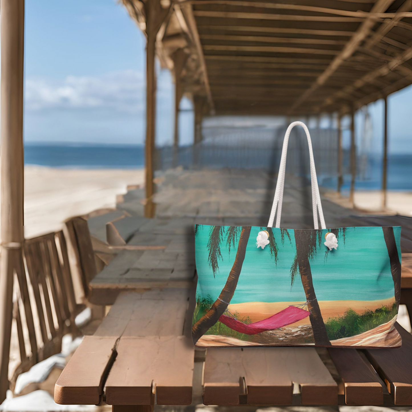 Simple Weekender Bag Featuring Hawaii Beach Hammock
