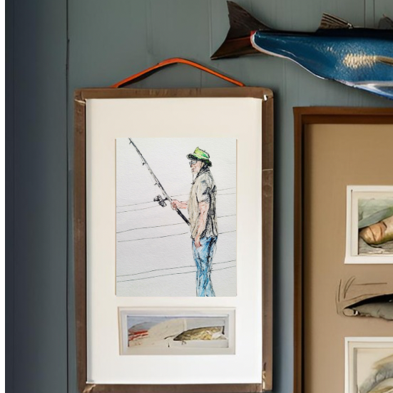The Fisherman Minimalist Fine Art Print. Instant Printable & Digital Art Download. Available in sizes from 7” x 5” to 7” x 9”