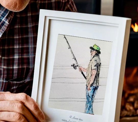The Fisherman Minimalist Fine Art Print. Instant Printable & Digital Art Download. Available in sizes from 7” x 5” to 7” x 9”