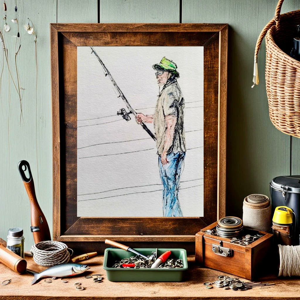 The Fisherman Minimalist Fine Art Print. Instant Printable & Digital Art Download. Available in sizes from 7” x 5” to 7” x 9”
